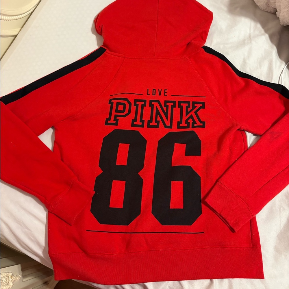 Women’s PINK Victoria's Secret Red Hoodie with Black Accents